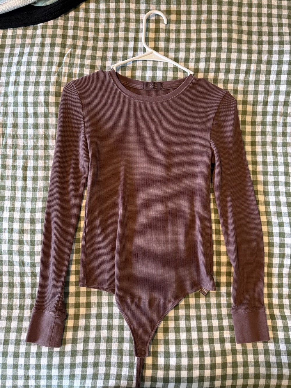 nuuds Ribbed Long Sleeve Bodysuit in Brown